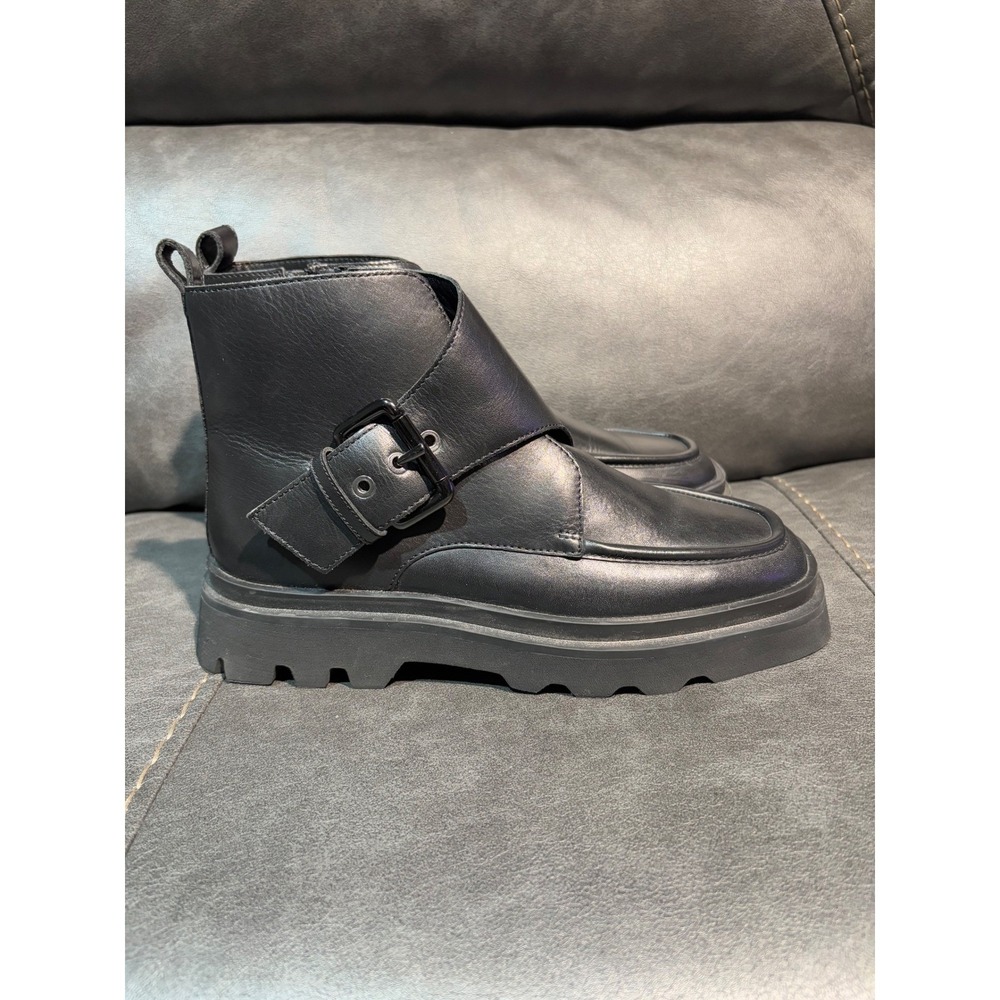 Pilcro Leather Monk Strap Platform Lug Sole Ankle Boots‎ Side Zip Womens 37